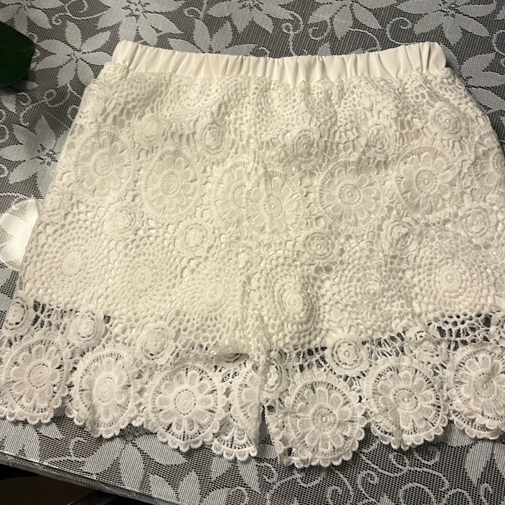White Lace Women’s Shorts - XXL (Delicate Doily Fabric)